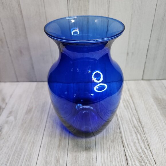Vintage Indiana Glass Cobalt Blue Vase Optic Pattern 8'' Tall Decorative - Picture 3 of 8